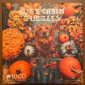 Kiel James Patrick Cozy Cabin 1000 Piece Autumn Fall Dog Puzzle
